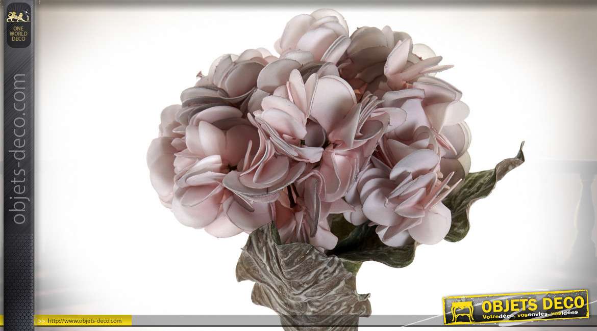 Série de deux branches d'hortensia synthétiques, ambiance pastelle et romantique, 74cm