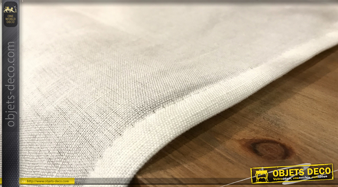 Chemin de table rectangulaire en lin et coton, coloris blanc cassé, 150 cm