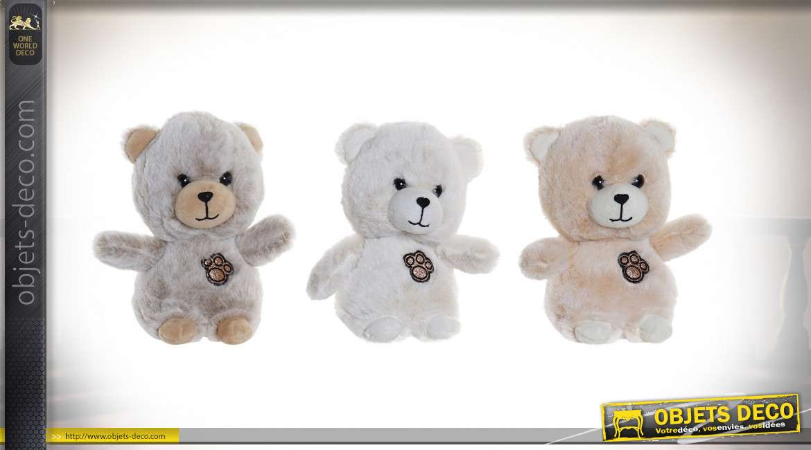 PELUCHE POLYESTER 15X10X18 OURS 3 MOD.