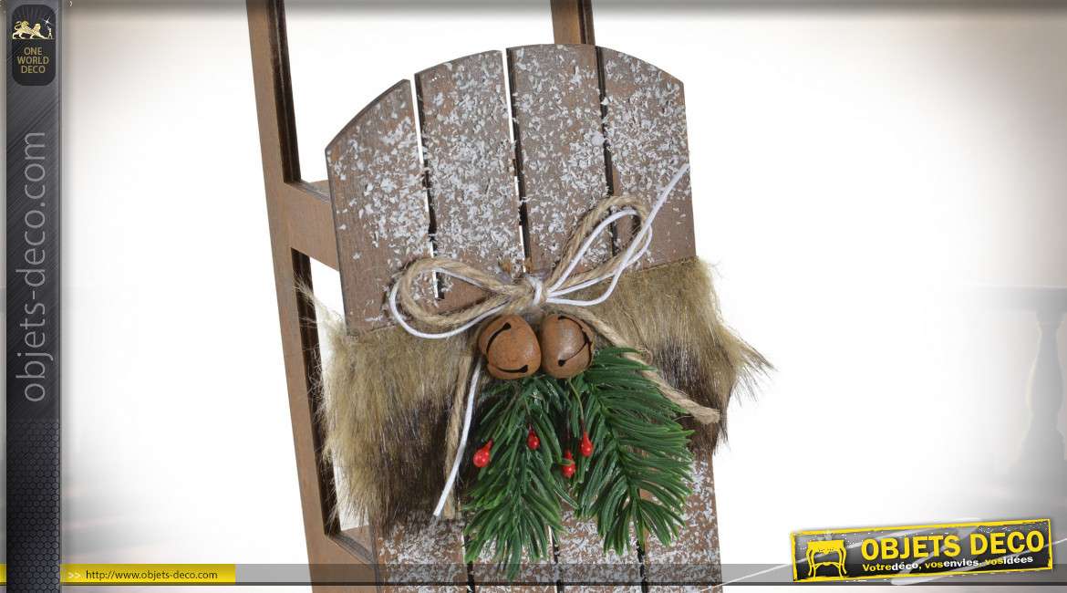 Petite luge en bois, Décoration de Noël, 23cm