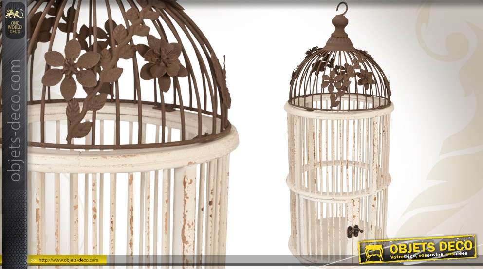 Cage à oiseaux décorative de style vintage deux couleurs