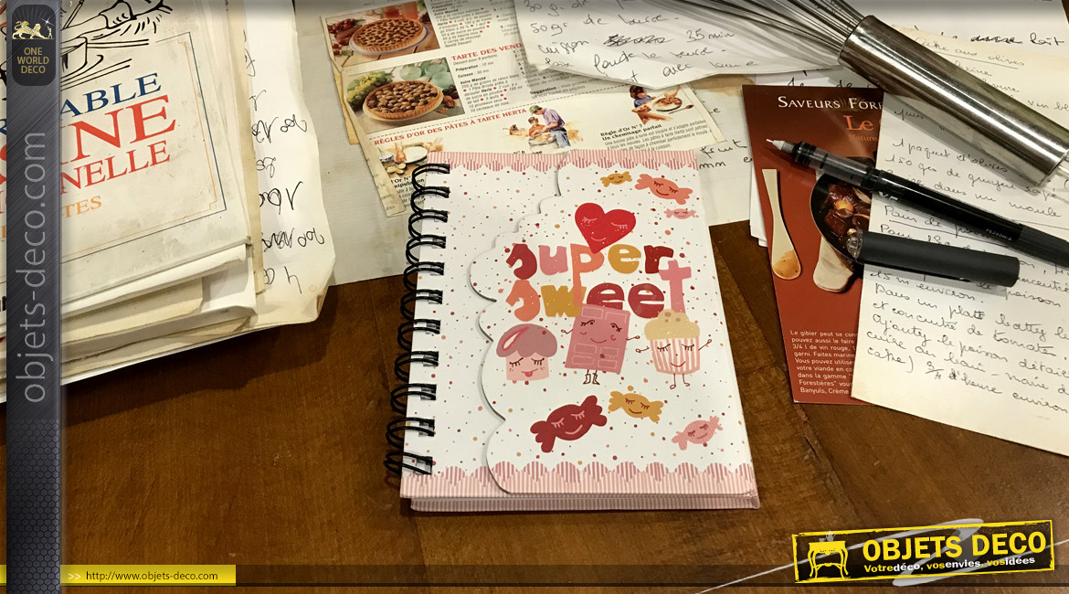 Petit cahier de note pour recettes de cuisine, SuperSweet, 14x12cm