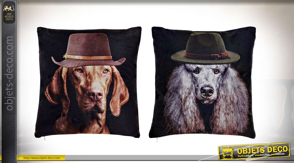 COUSSIN POLYESTER 45X45 456 GR. CHIENS 2 MOD.