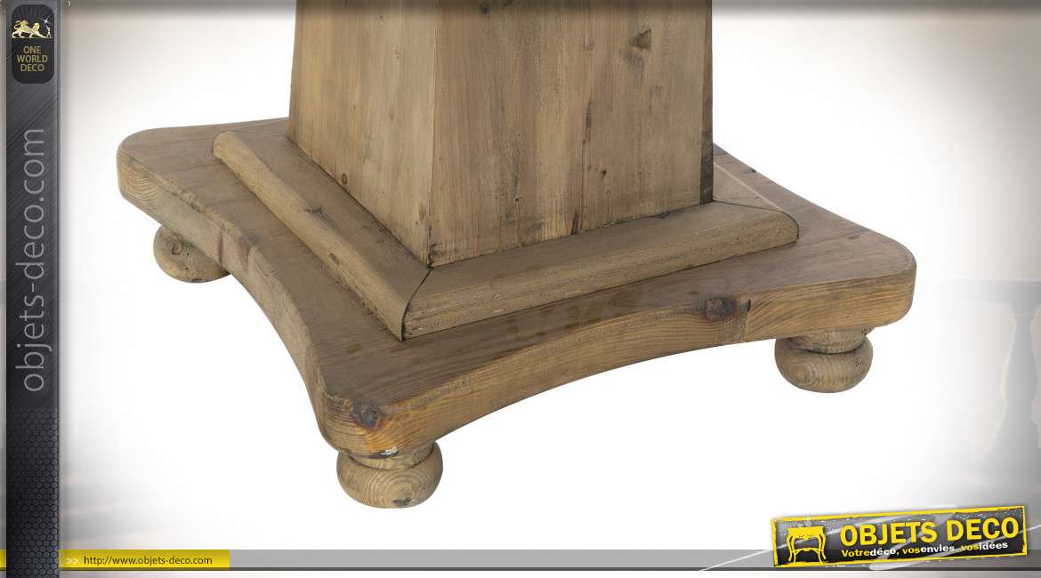 Table ronde en bois de pin massif finition naturelle de style rustique, 120cm