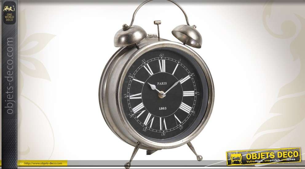Horloge à poser en forme de grand réveil vintage