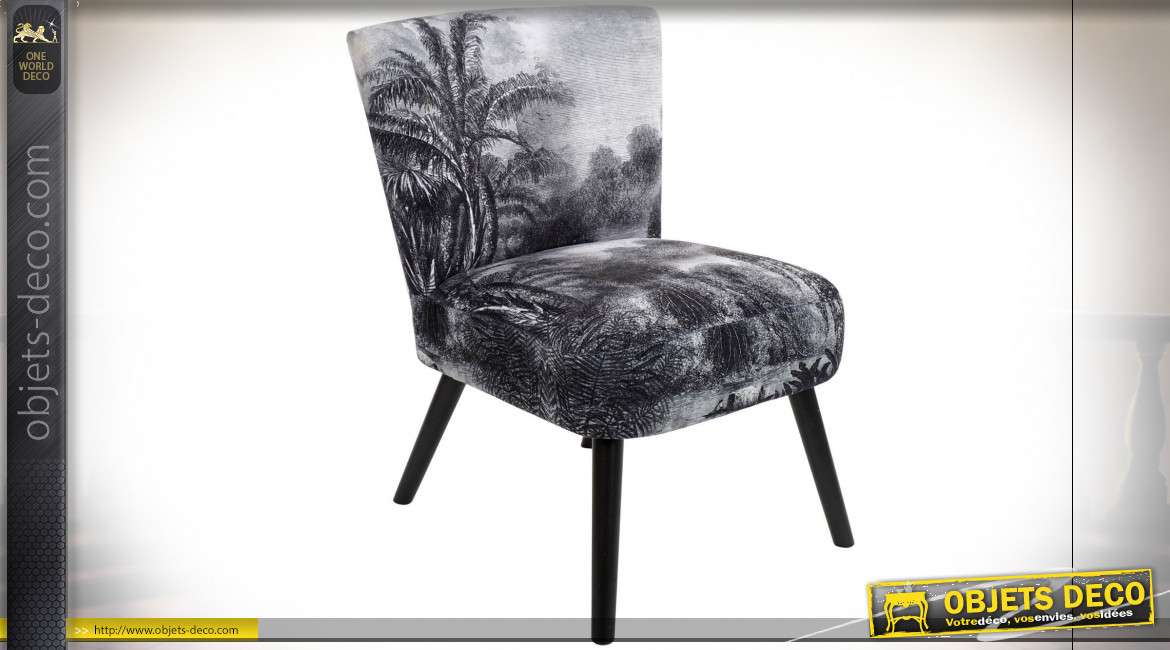 CHAISE POLYESTER BOIS 58X62X76 JUNGLE VELOURS