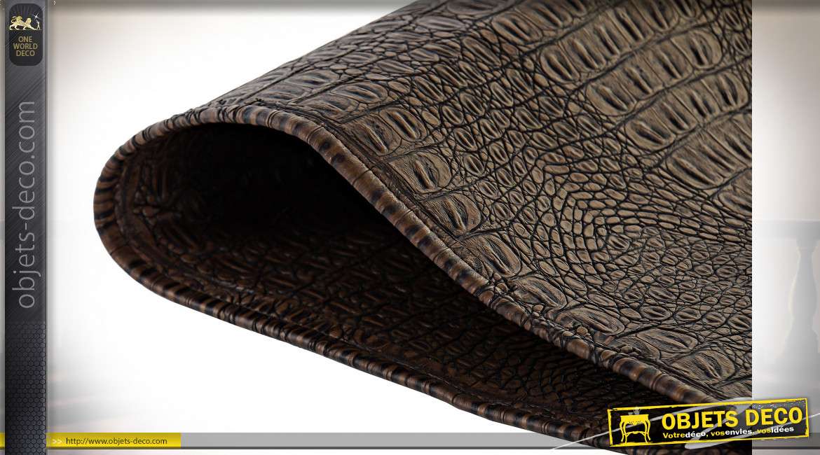 Porte télécommandes effet cuir ancien brun, pour accoudoir de canapé, 90cm