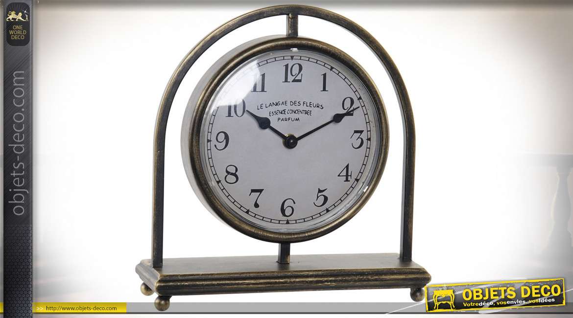 Horloge de table de style vintage, en pvc effet metal ancien, 28cm