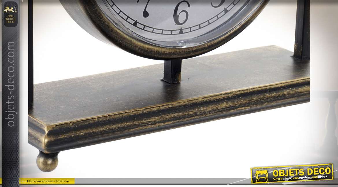 Horloge de table de style vintage, en pvc effet metal ancien, 28cm