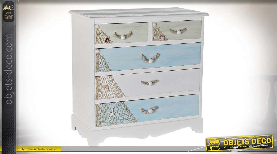 COMMODE BOIS CORDE 80X40X80 TURQUOISE