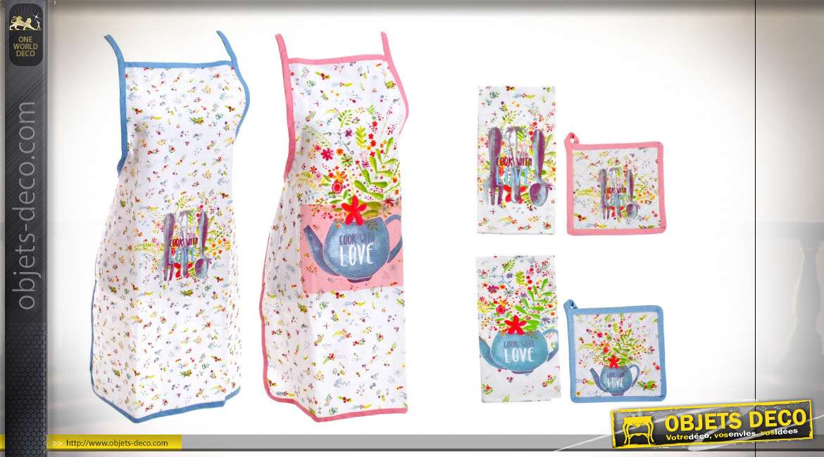 TABLIER SET 3 COTON 60X80 COOK WITH LOVE