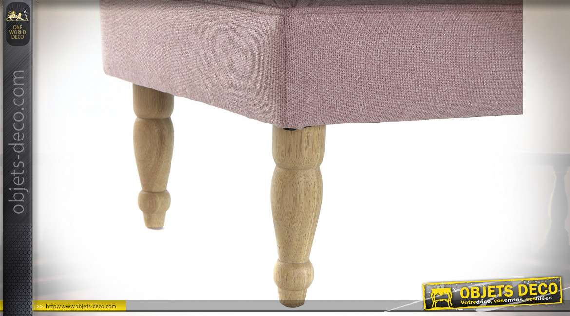BANQUETTE POLYESTER BOIS 160X50X44 ROSE