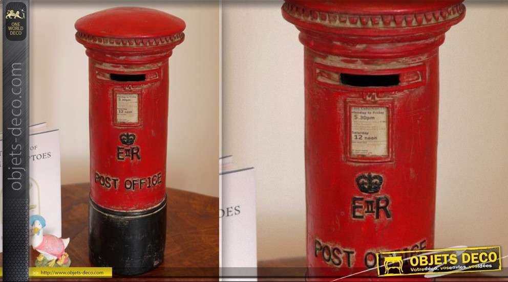 Déco boîte aux lettres Royal Mail tirelire rouge