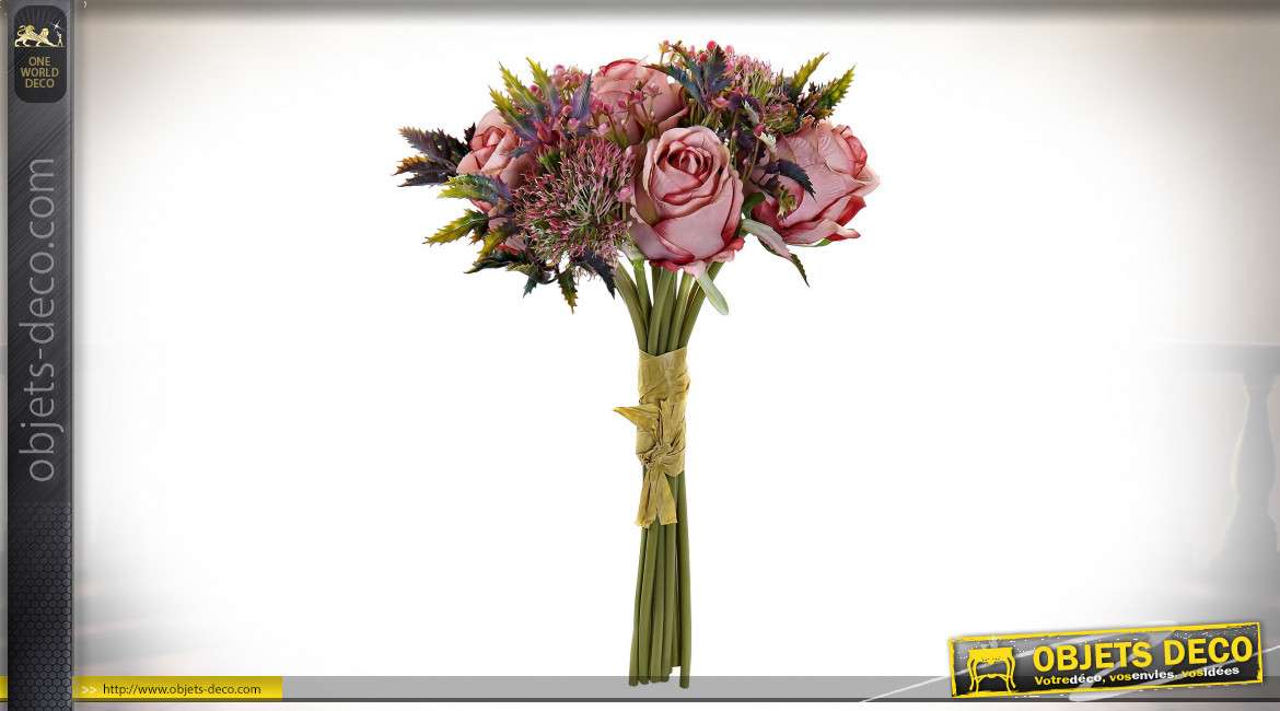 BOUQUET PVC POLYESTER 20X24X34 ROSES ROSE