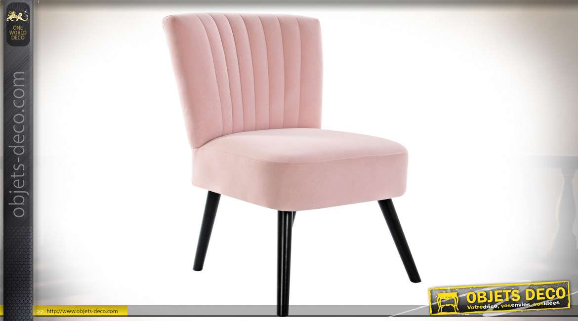 FAUTEUIL POLYESTER BOIS 66X42X78 ROSE
