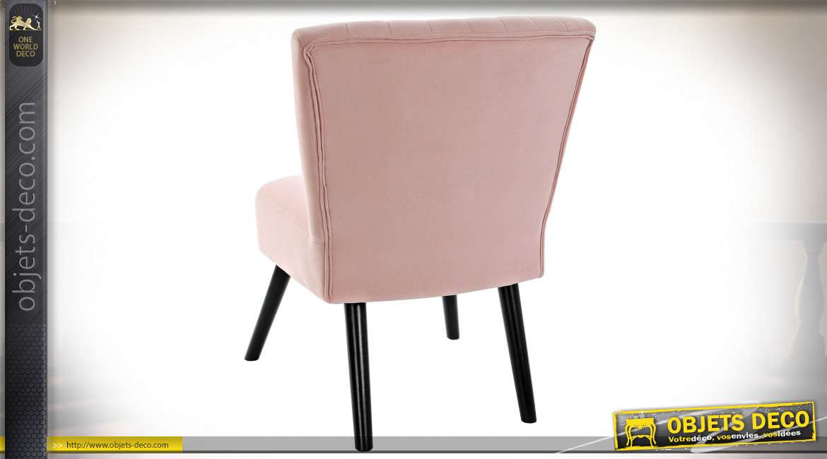 FAUTEUIL POLYESTER BOIS 66X42X78 ROSE