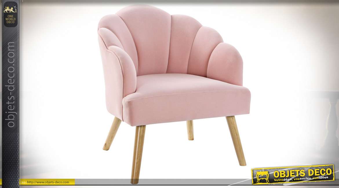 FAUTEUIL POLYESTER BOIS 62X73X83 ROSE