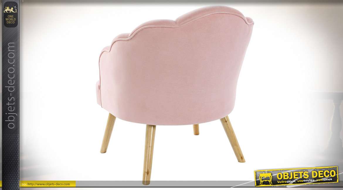 FAUTEUIL POLYESTER BOIS 62X73X83 ROSE
