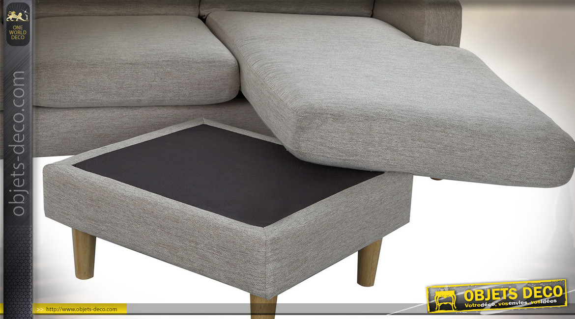 Canapé d'angle modulable en lin finition gris clair ambiance contemporaine, 193cm