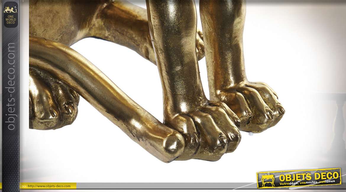 Figurine de panthère dorée en résine, 73 cm