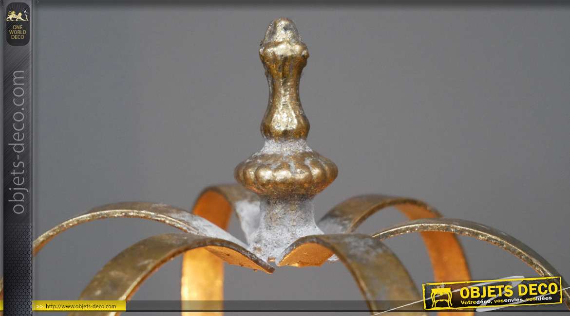 Lampe de chevet portable en métal pour princesse en forme de couronne, finition vieux doré 19cm