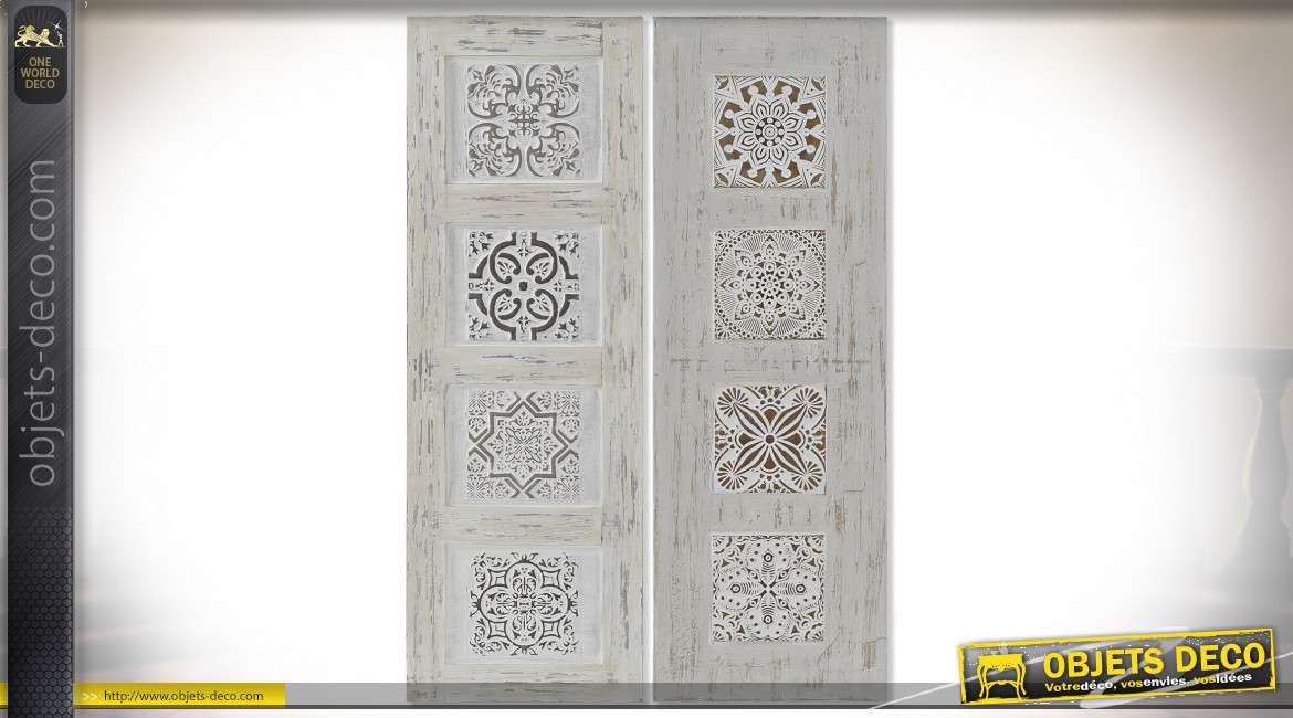 TABLEAU TOILE PIN 30X3X90 CARRELAGE RELIEF 2 MOD.