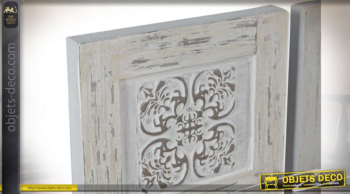 TABLEAU TOILE PIN 30X3X90 CARRELAGE RELIEF 2 MOD.