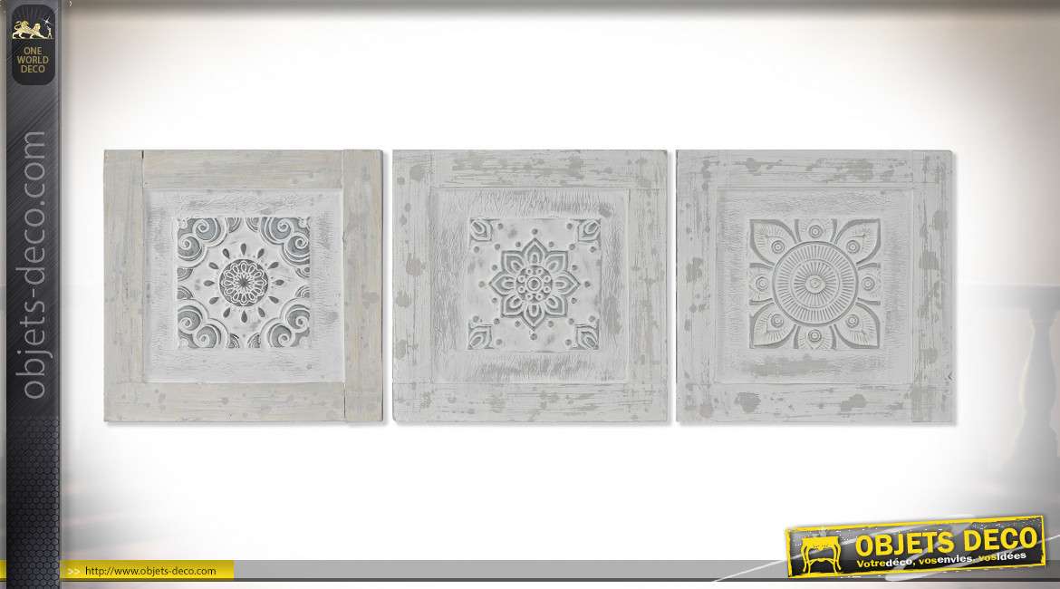 TABLEAU TOILE PIN 30X3X30 CARRELAGE RELIEF 3 MOD.
