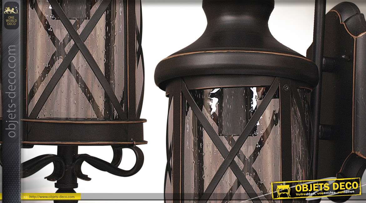 Lanterne applique extérieure finition bronze doré style vintage 64 cm 1 x E27