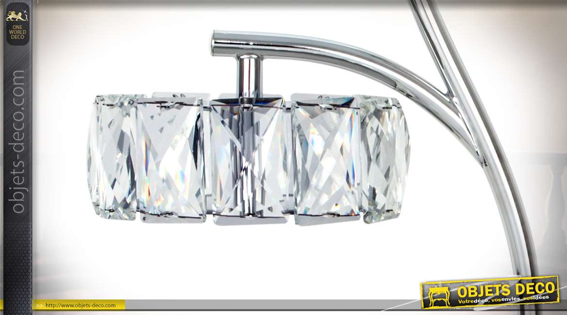 Lampe de salon design Radiante en verre cristallin taillé et chrome 47,5 cm