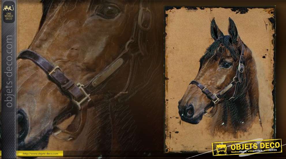 Plaque de Déco Vintage Chevaux - Plaque de décoration vintage cheval