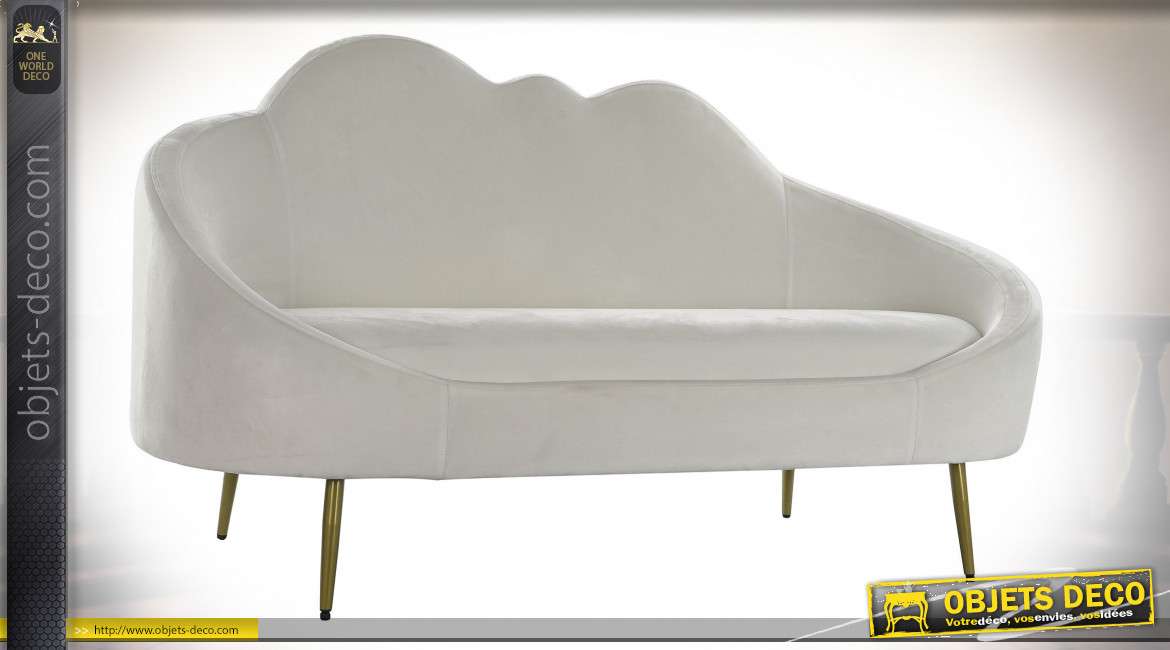 Canapé deux places en forme de nuage blanc, effet velours style romantique