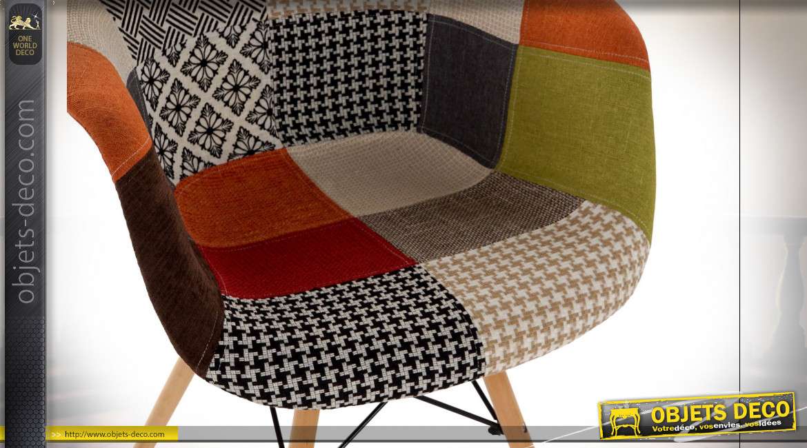 Chaise motif patchwork multicolore style Boho, 83cm