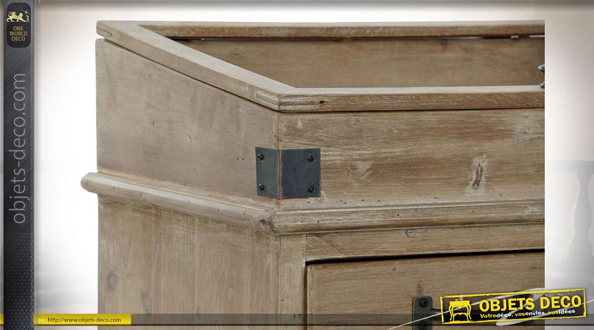 Console en bois finition naturelle esprit meuble de métier, 110cm