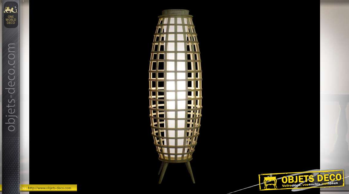 Grande lampe à poser en bambou finition naturelle sryle tropical, 97cm