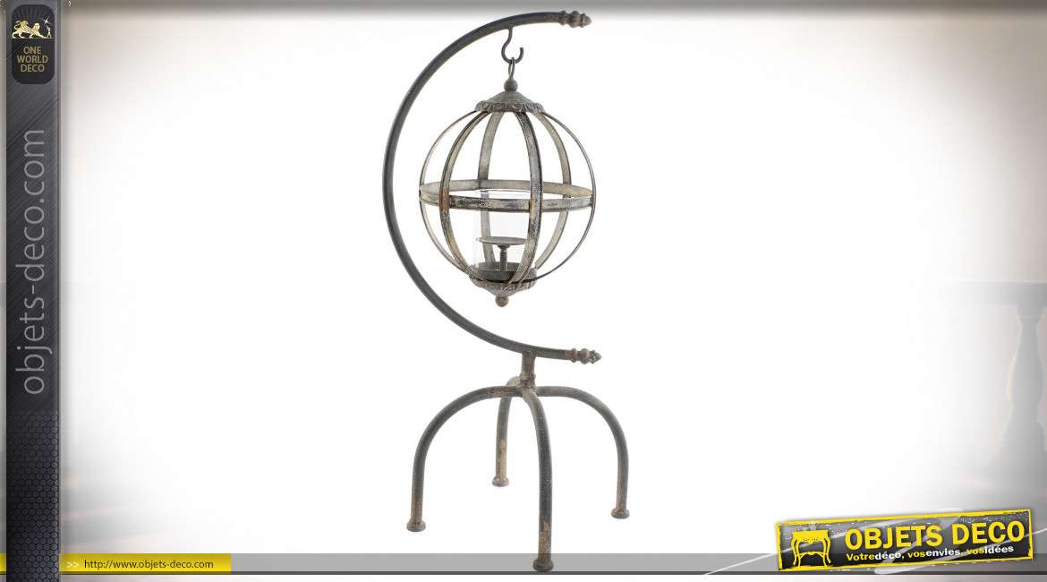 Lanterne suspendue sur potence en demi-lune style vintage, 61.5cm