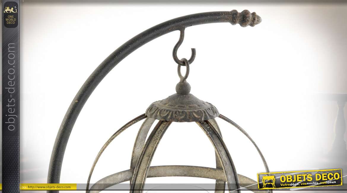 Lanterne suspendue sur potence en demi-lune style vintage, 61.5cm
