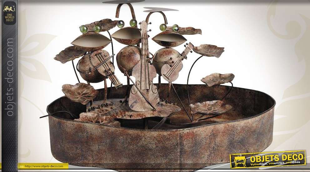 Fontaine grenouilles en métal avec pompe et éclairage