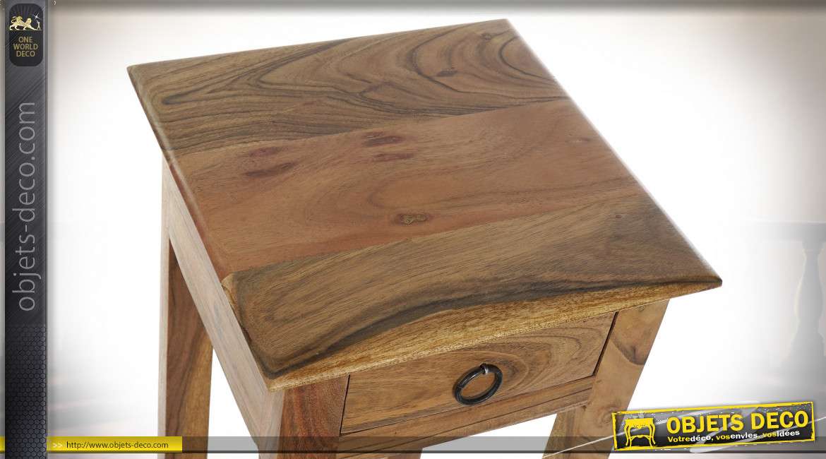 Sellette en bois d'acacia finition naturelle style rustique, 86cm
