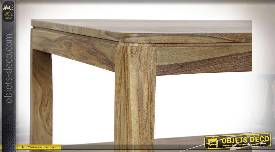 Table basse style chalet en bois massif de sheesham finition naturelle, 115cm