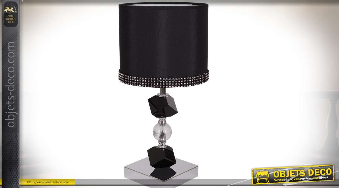 Lampe modèle Mykonis avec abjat-jour cylindrique noir 37 cm