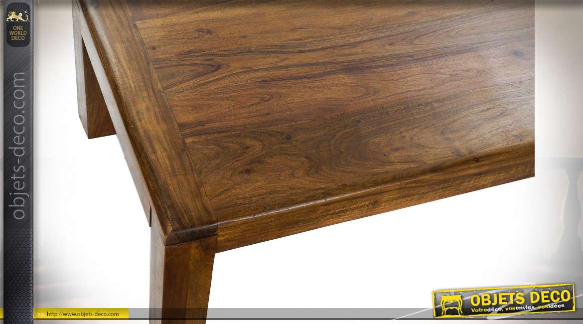 Table basse style traditionnel en bois d'acacia, 110cm
