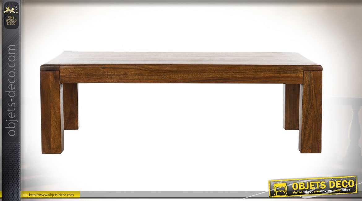 Table basse style traditionnel en bois d'acacia, 110cm