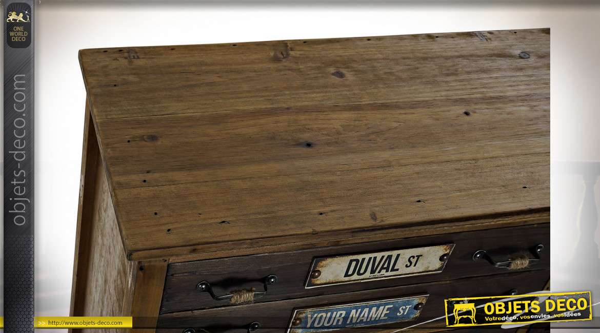 Commode chiffonnier en métal et bois de paulownia style industriel, 131cm