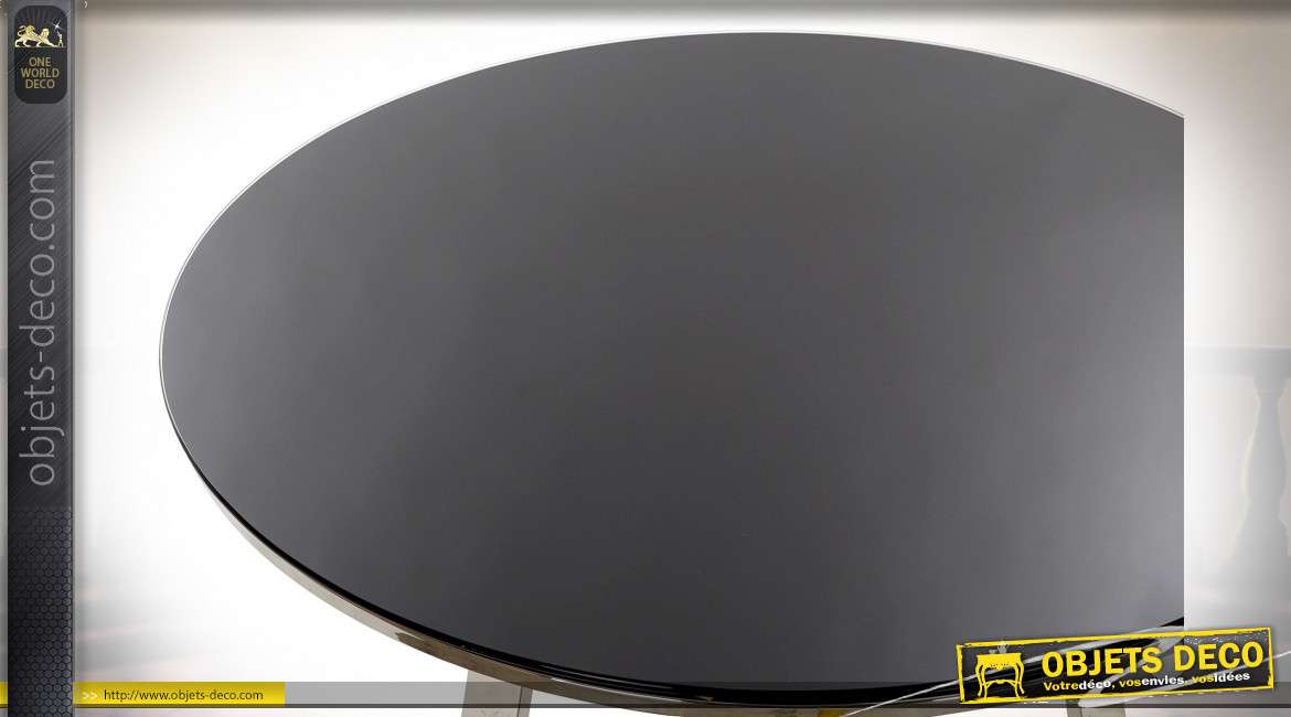 Table basse de style moderne en verre et métal finition chromée, 100cm