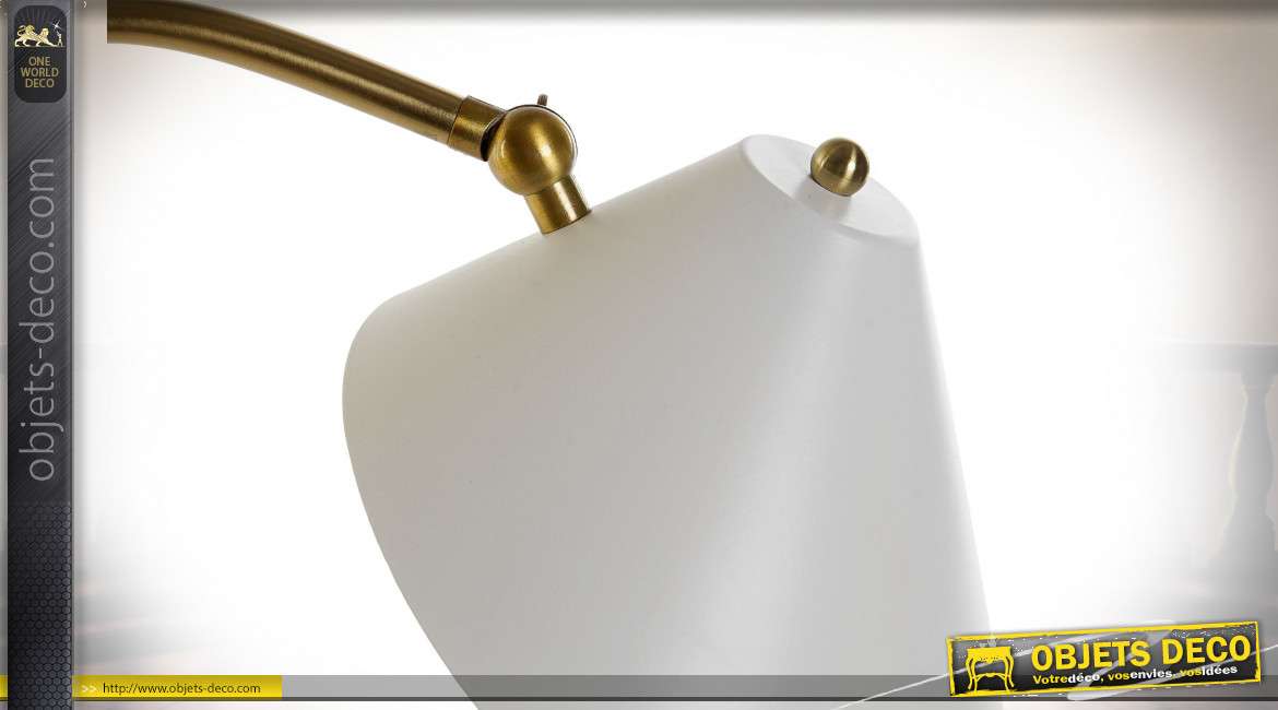 Lampe de bureau en marbre finition blanche et dorée, 53cm