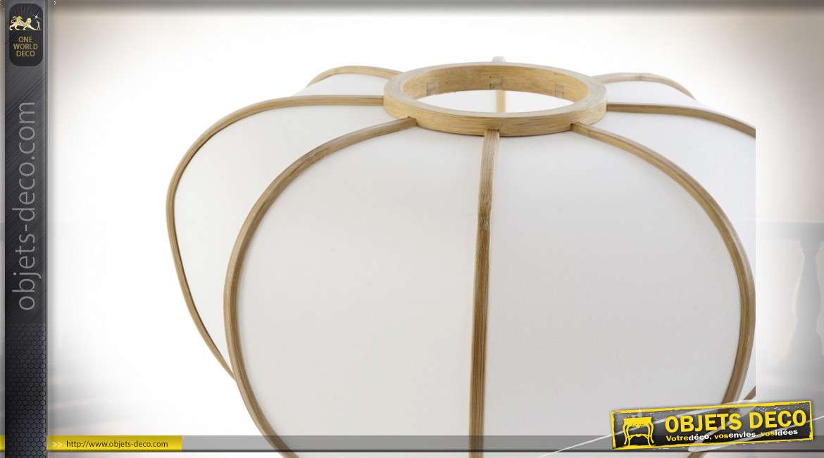 Lampe de chevet en bambou finition naturelle style asiatique, 33cm