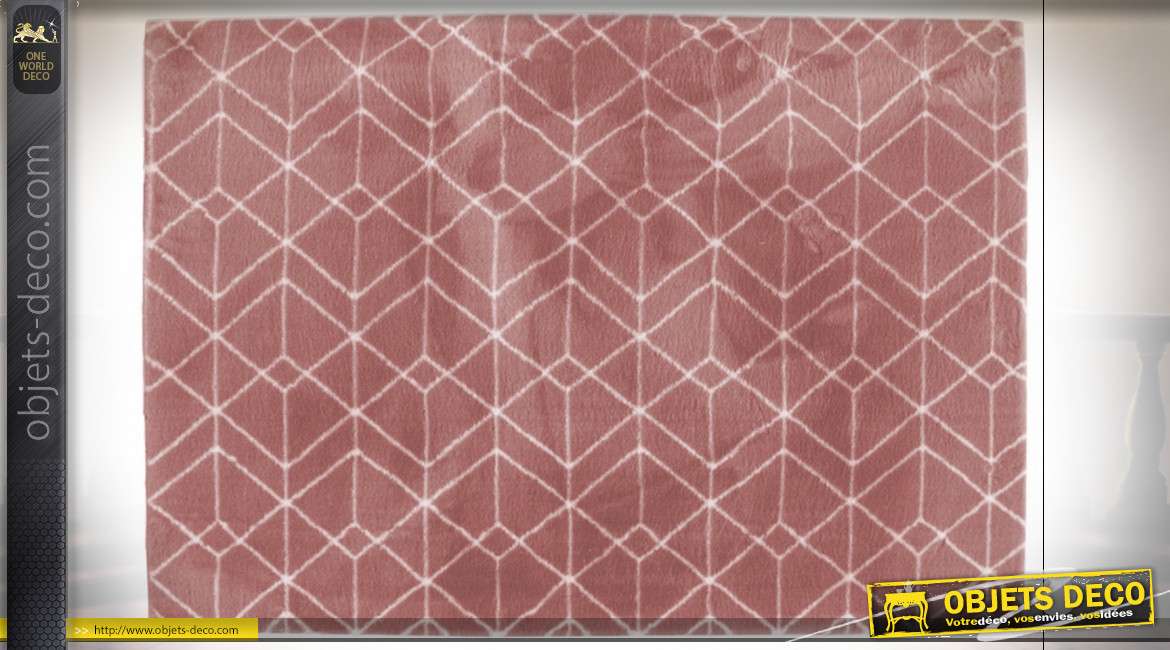 Grand tapis rose au formes géométriques esprit Boho, 230cm