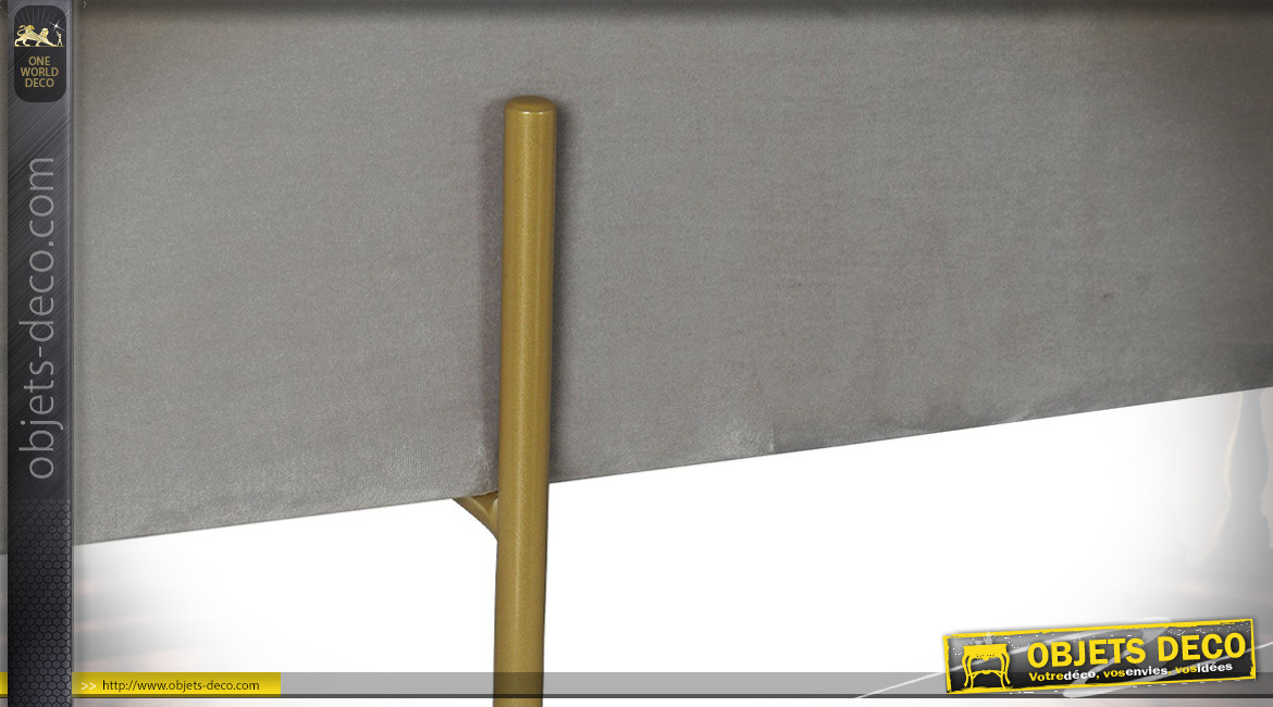 Banquette de rangement effet velours finition grise et dorée, 110cm