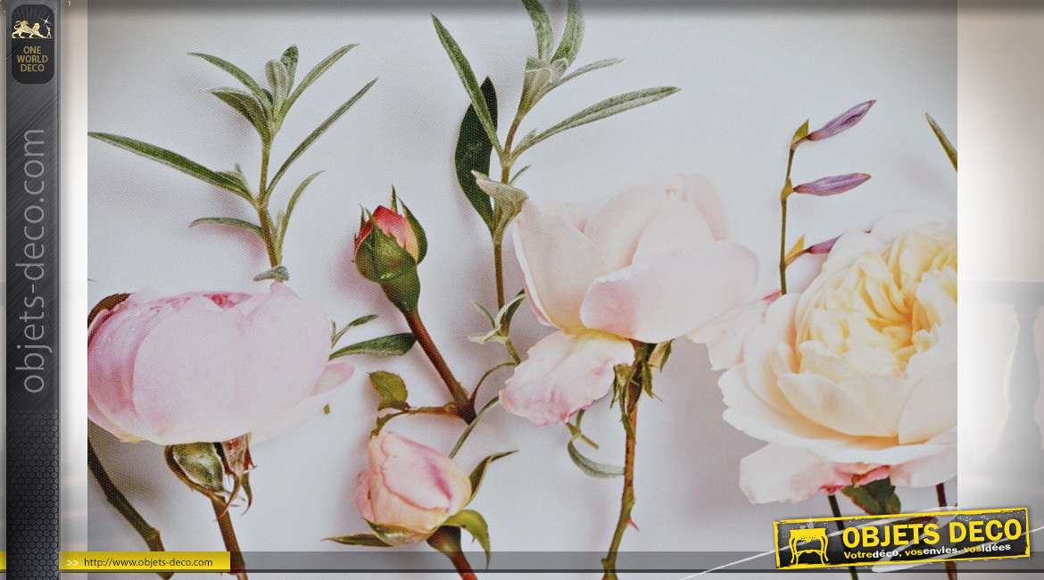 TABLEAU TOILE PIN 120X2,3X40 ROSES 2 MOD.